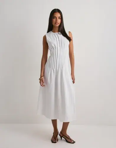 Vero Moda Vero Moda - Hvit - Vmtabia Sl 7/8 Pleated Dress