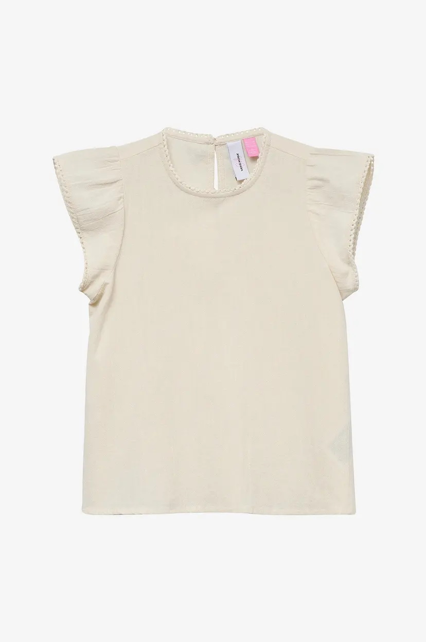 Vero Moda Girl Topp vmPretty SS Top Wvn GA Girl - Natur