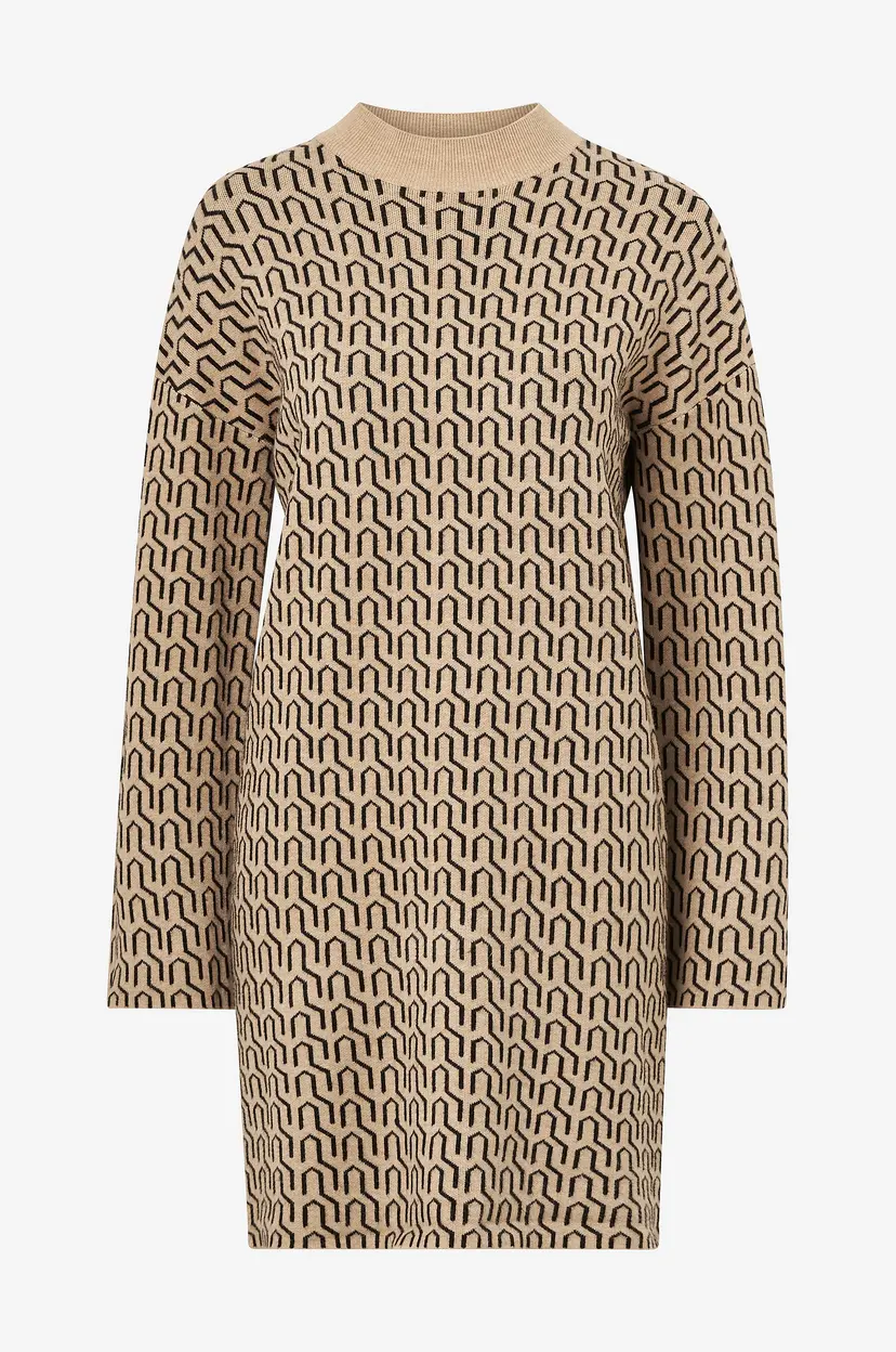Vero Moda Kjole vmGoldneedle Art LS Short Highneck - Beige