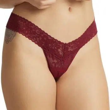 Hanky Panky Hanky Panky Truser 2P Daily Lace Low Rise Thong D1 Vinrød  nylon One Size Dame