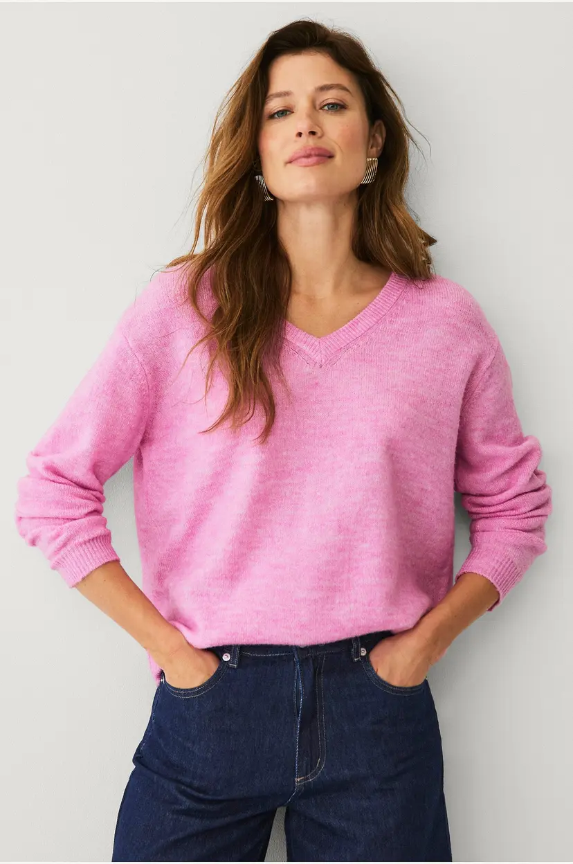 Ellos Collection Genser med v-hals - Rosa