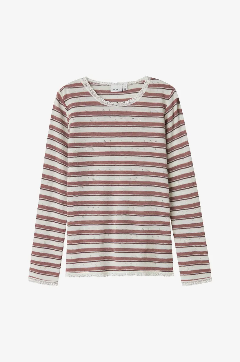 NAME IT Topp knfWang Wool Needle LS - Rød