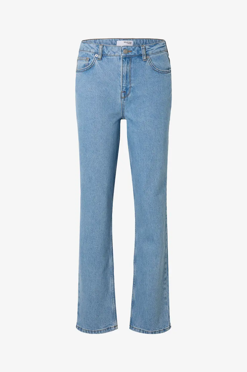Selected Women Jeans slfAlice MW Straight Lig Blue Jeans - Blå