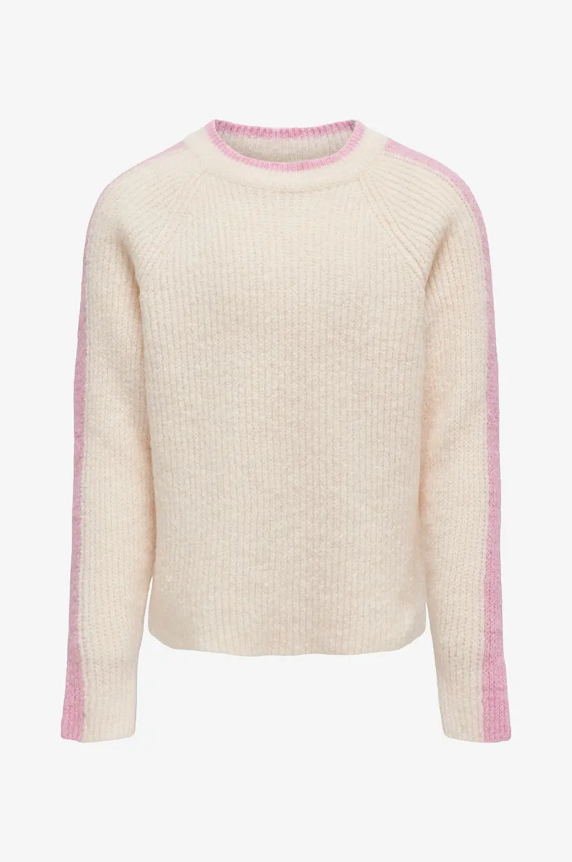 Kids Only Genser kogSara L/S Panel O-neck Knt - Hvit
