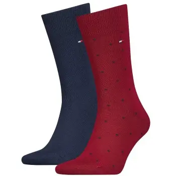Tommy Hilfiger Tommy Hilfiger Strømper 2P Men Dot Socks Blå/Rød Str 43/46 Herre