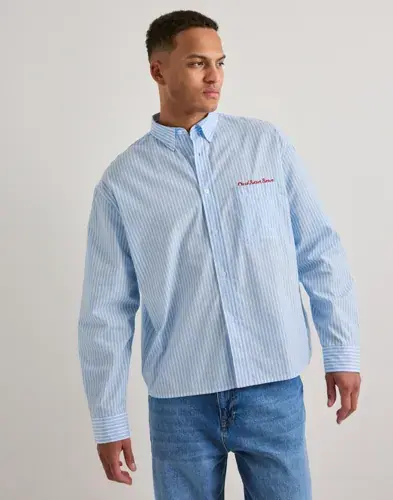 Que Sera Sera Que Sera Sera Steve Stripe Shirt LS Stripete skjorter Blå