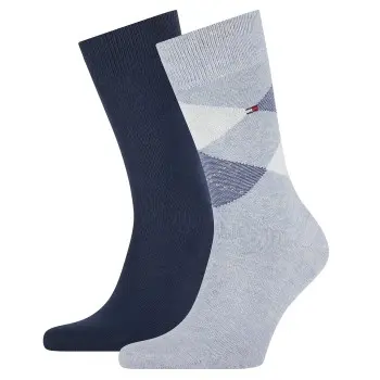 Tommy Hilfiger Tommy Hilfiger Strømper 2P Men Sock Check Blå Str 43/46 Herre