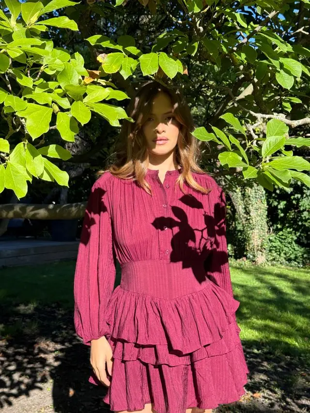 Kayani Alaya Mini Ruffle Dress - Mulberry