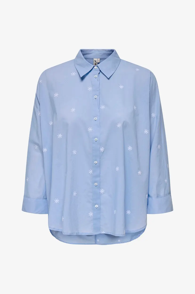Only Carmakoma Skjorte carNew Lina Grace LS Emb Shirt - Blå