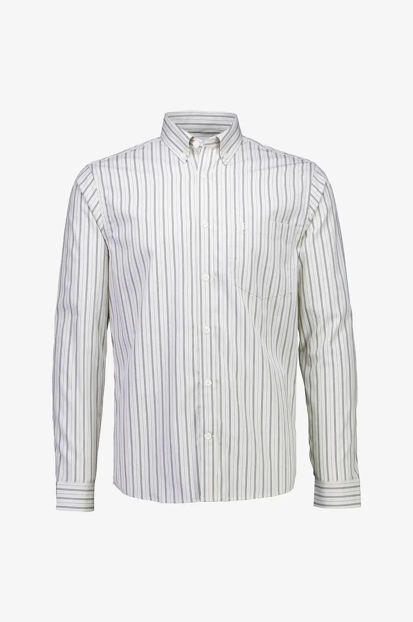Lindbergh Skjorte Striped cotton shirt L/S - Grå