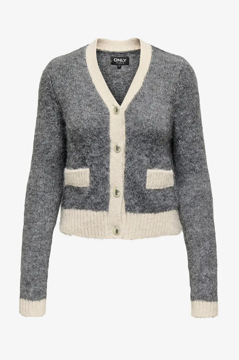 ONLY Kardigan onlMaggie Life LS V-neck Cardi CC K - Grå