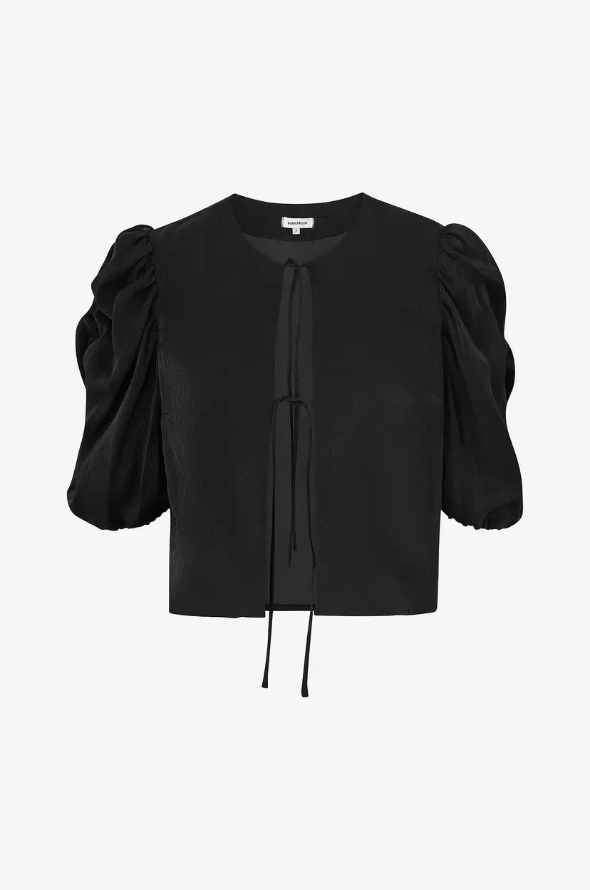 Bubbleroom Bluse Short Puff Sleeve Blouse - Svart