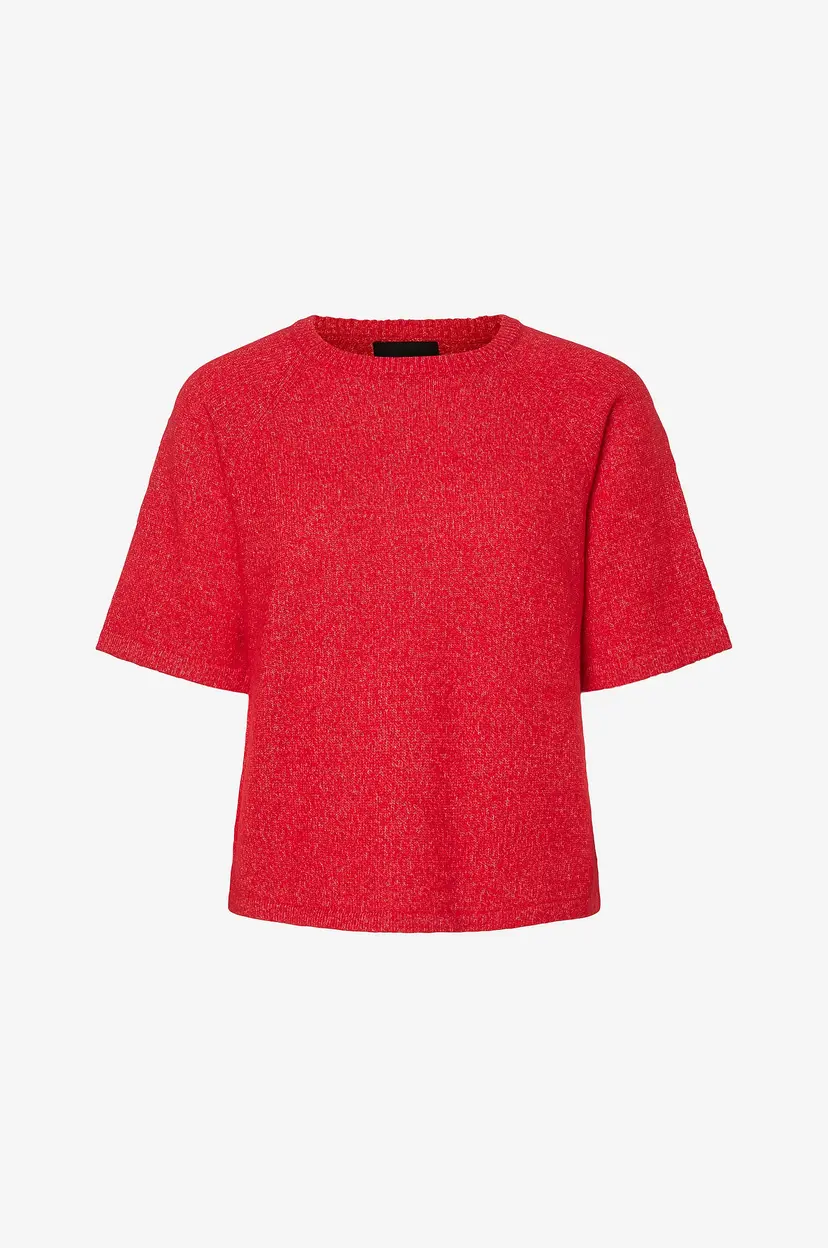 Pieces Topp pcMikela SS O-neck Knit MM - Rød