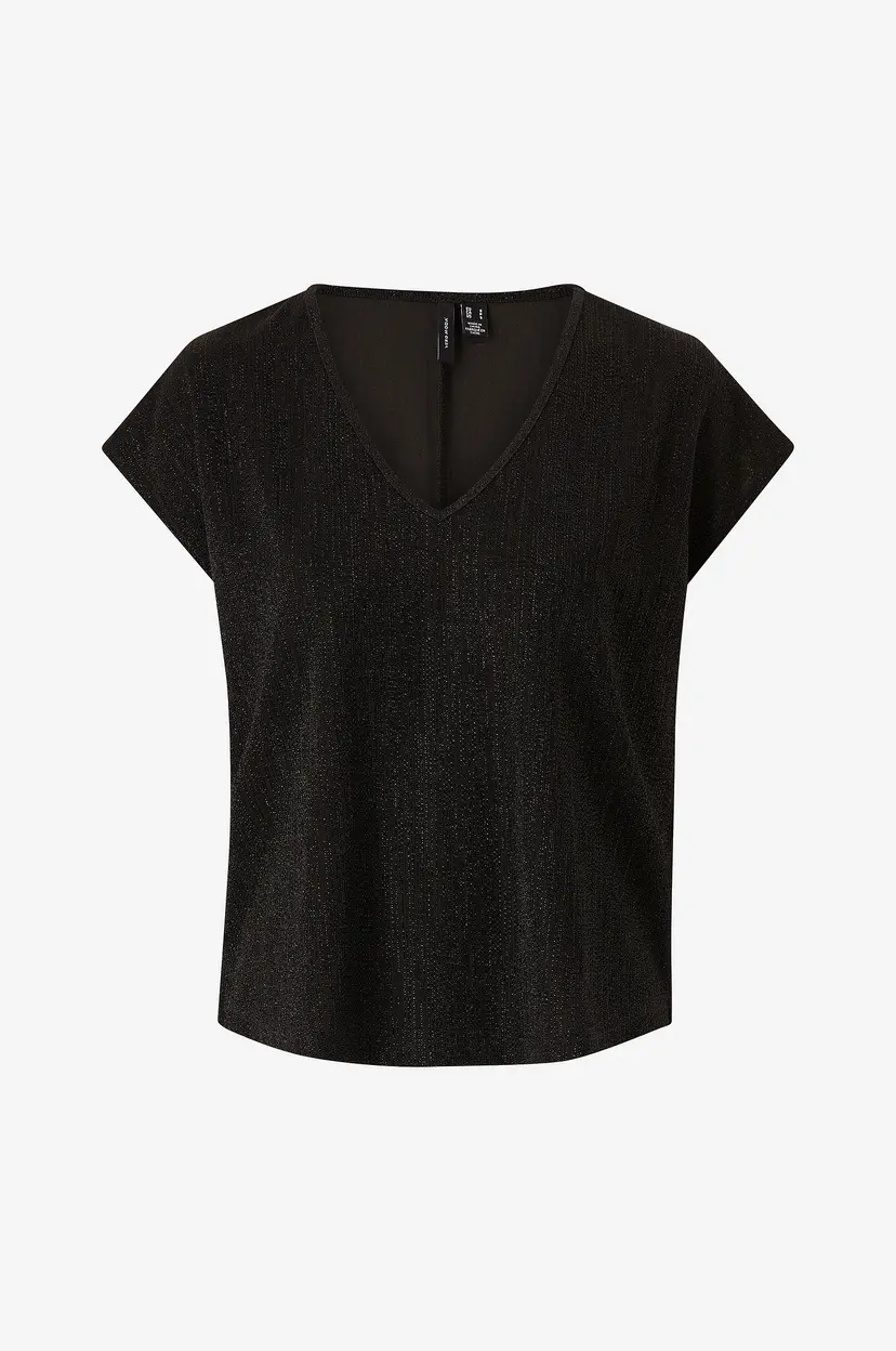 Vero Moda Topp vmElma S/S V-neck Top - Svart