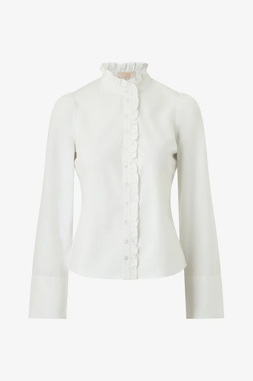 By Timo Skjorte Poplin Ruffle Shirt - Hvit