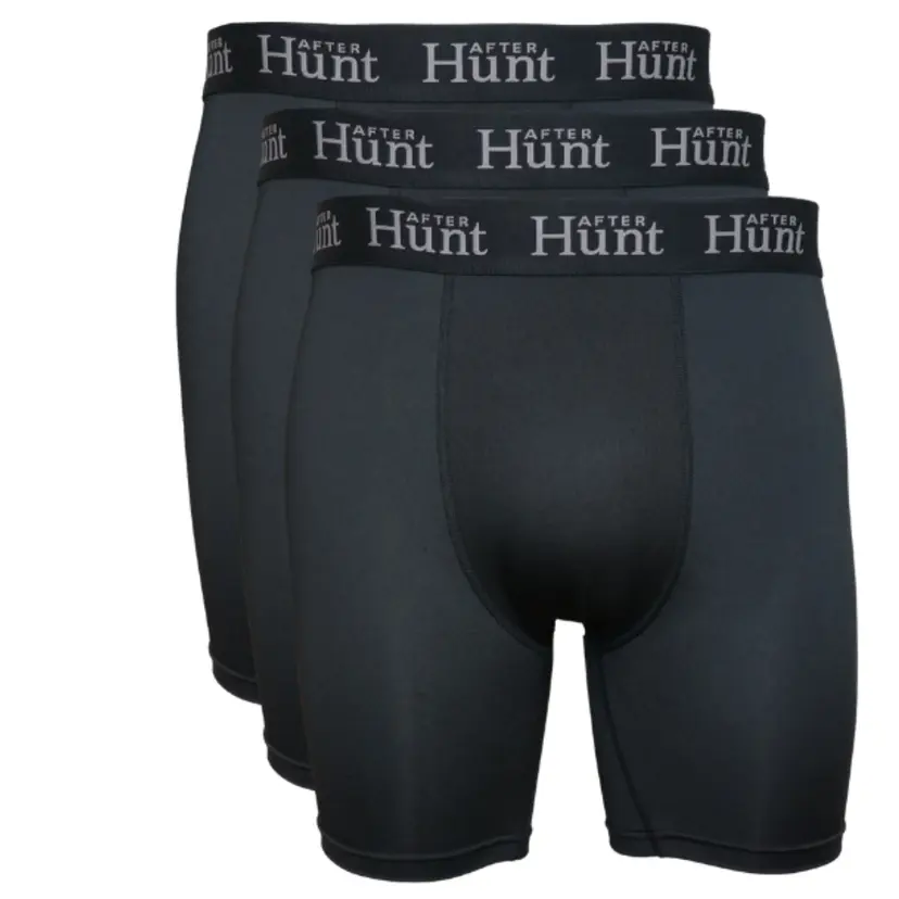 After Hunt After Hunt Mens Boxer Underwear Long 3-pack Black