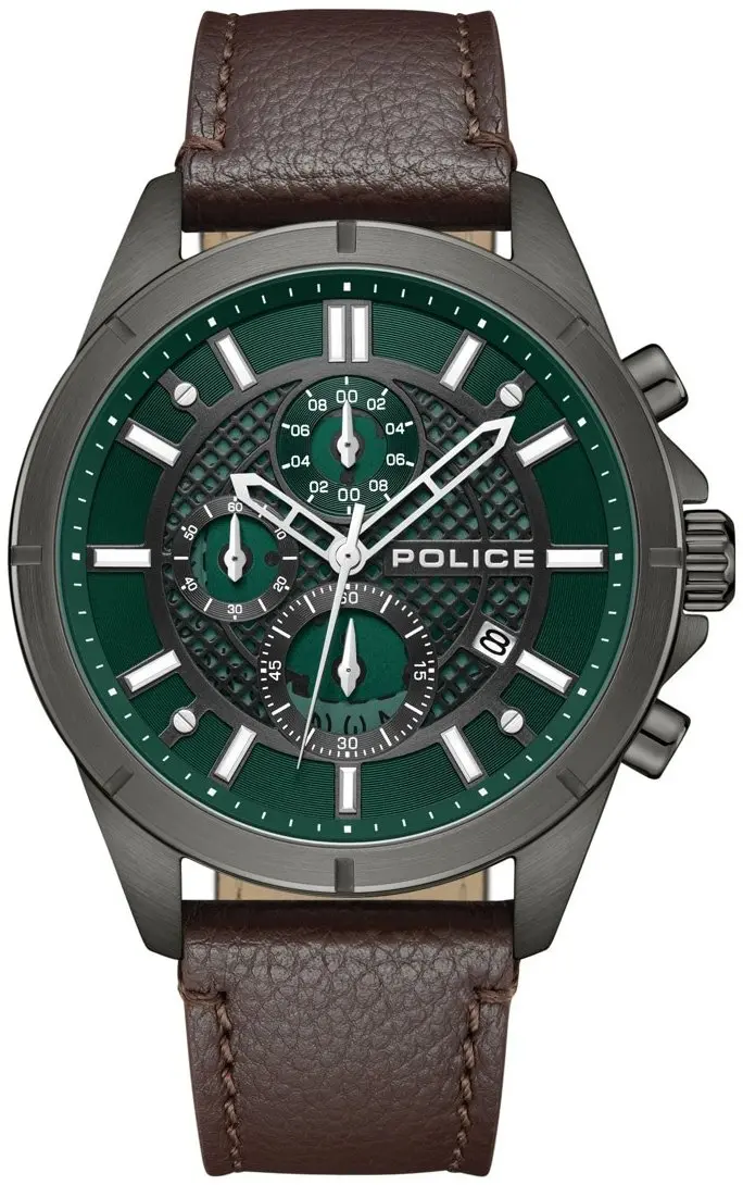 Police Police Herreklokke PEWGC0054002 Burbank Grønn/Lær Ø45 mm
