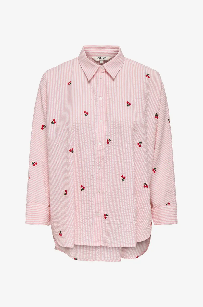Only Carmakoma Skjorte carNew Lina Grace L/S Cherry - Rosa