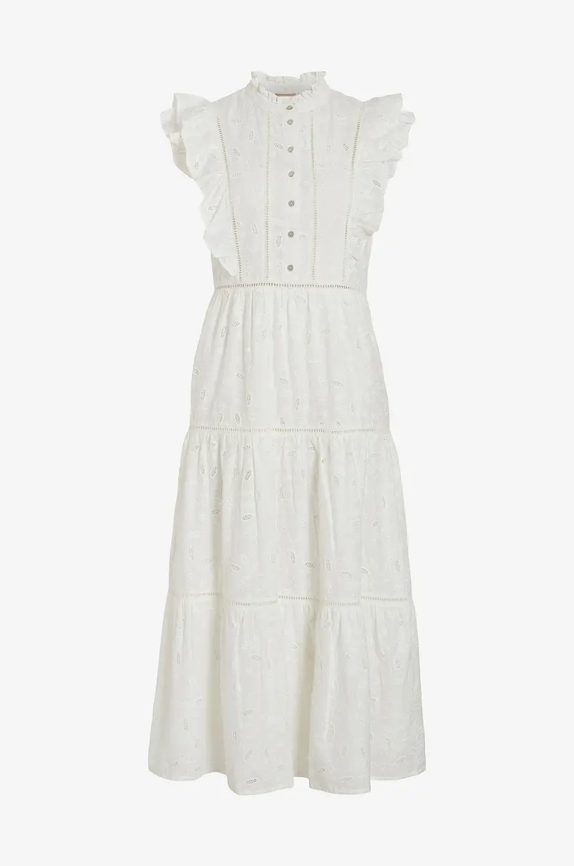 Rouge Vila Kjole viCora S/L Midi Dress - Beige