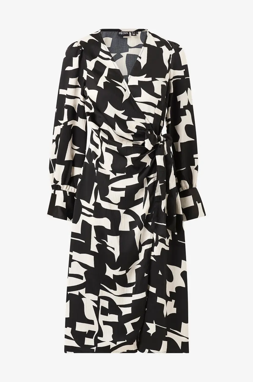 Pieces Omslagskjole pcSadie LS Midi Dress - Svart