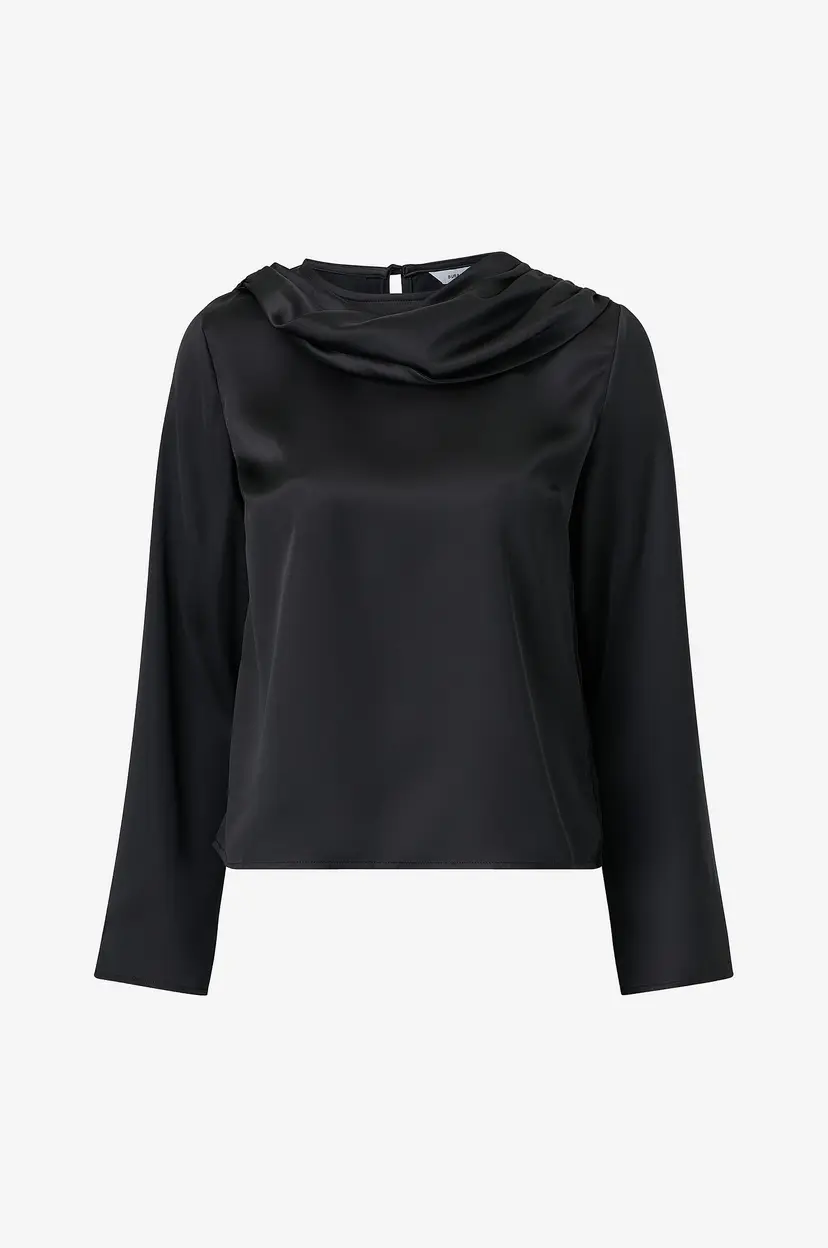 Bubbleroom Satengbluse Satin Scarf Blouse - Svart