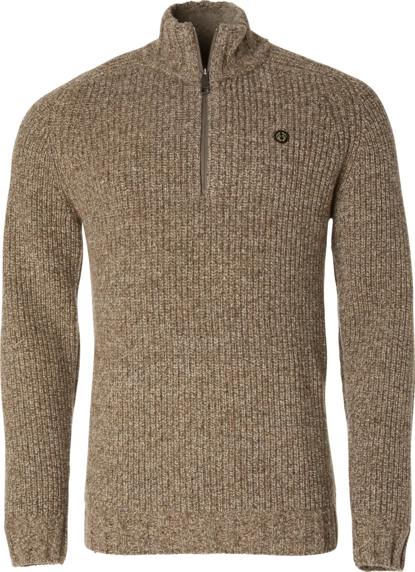 Chevalier Chevalier Men's Groby Half Zip Wool Pullover Saddle Brown Neps