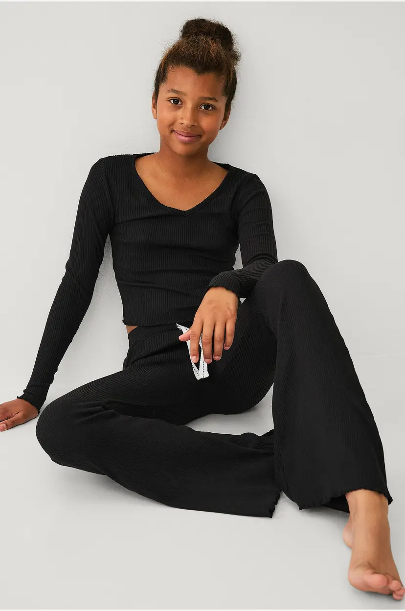 Ellos Collection Ribbede lounge bukser - Svart