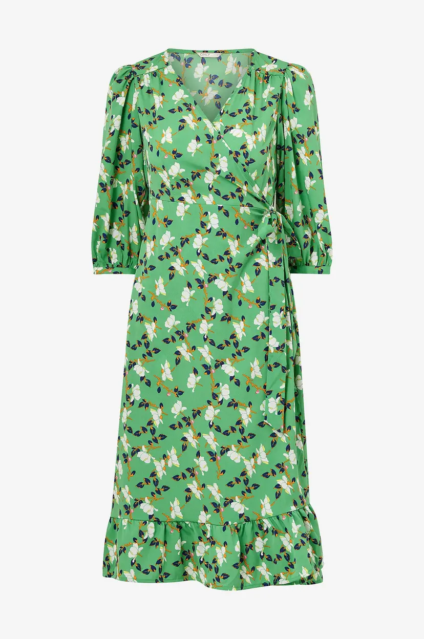 ONLY Omslagskjole onlOlivia 3/4 Wrap Midi Dress Wvn - Grønn