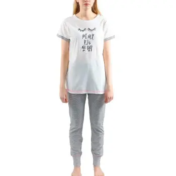 Esprit Esprit Anna Pyjamas Set Svart/Hvit bomull 36 Dame