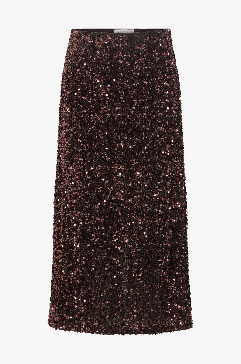 Vila Skjørt viFaith HW Midi Sequin - Brun