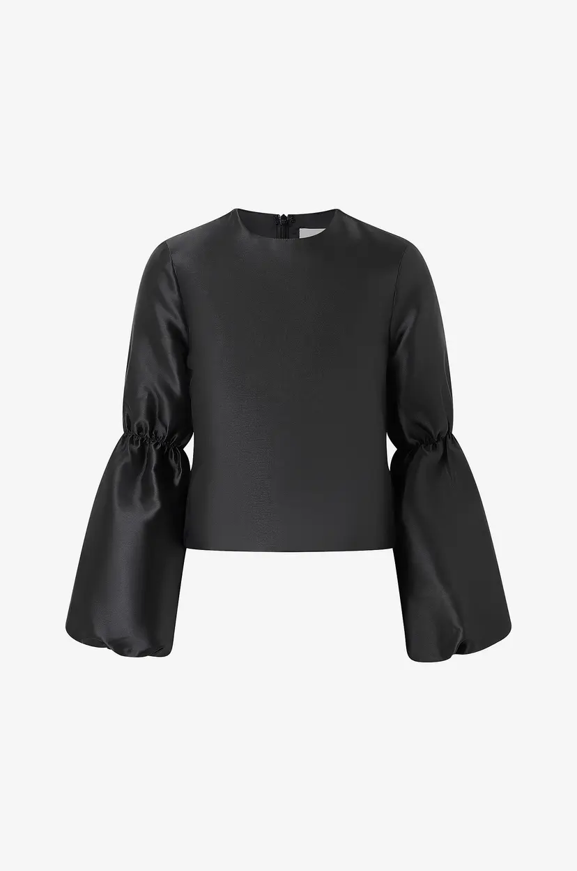 By Malina Bluse Cia Double Pouf Sleeve Blouse - Svart