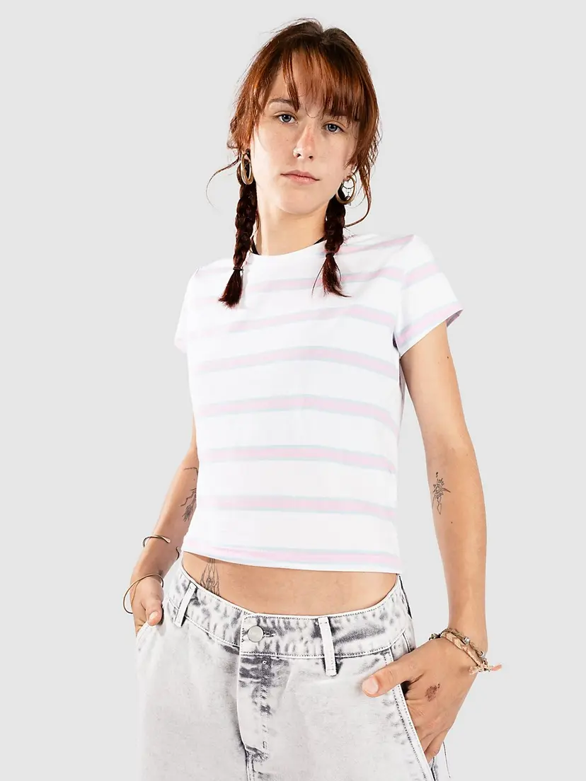 Urban Classics Urban Classics Stripe Cropped T-skjorte hvit