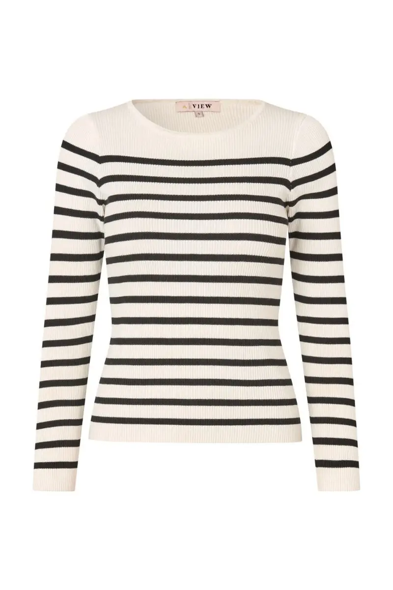 A-View Rib Stripe Knit Blouse
