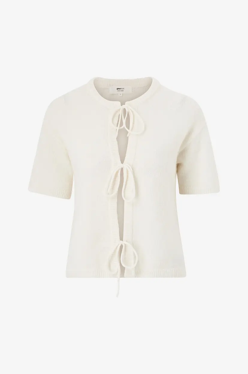 Gina Tricot Kardigan Knitted Tie Cardigan - Hvit