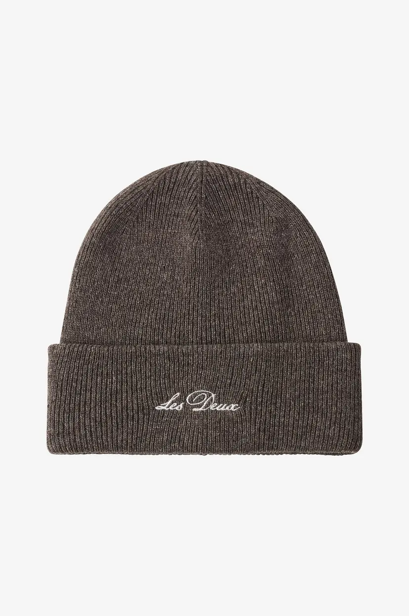 Les Deux Lue Wayne Embroidered Beanie - Grå