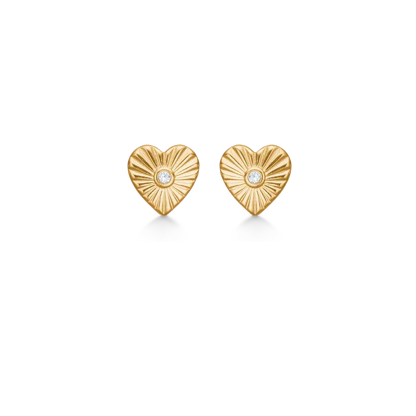Studio Z Studio Z - Starlit Heart ørestik i forgyldt sølv med sten - 7217384