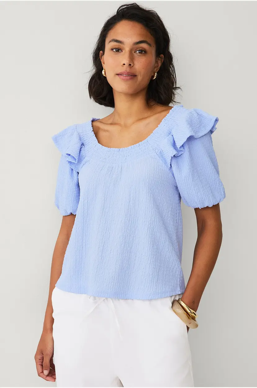Ellos Collection Off shoulder-topp - Blå