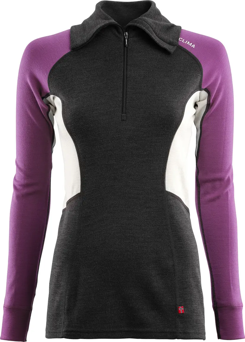 Aclima Aclima Women's WarmWool Polo Marengo/Sunset Purple/Nature