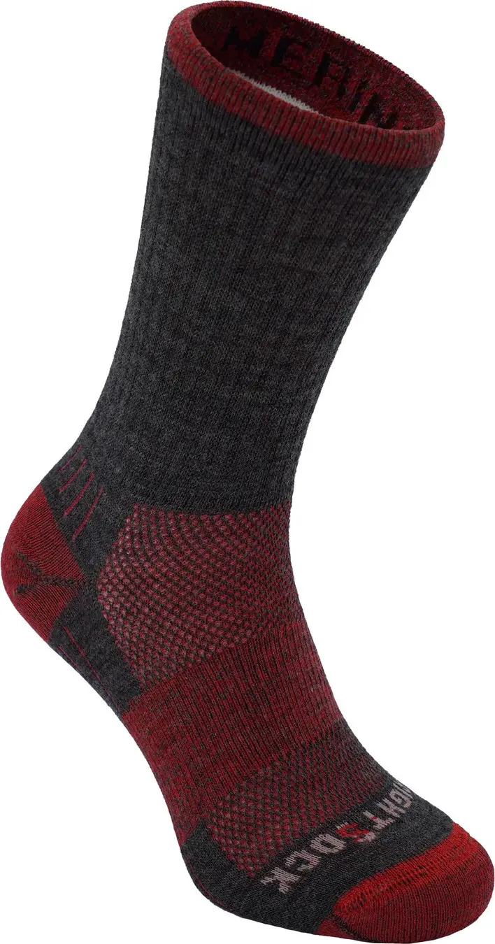 Wrightsock Wrightsock Merino Escape Crew Anti Blister System Grey/Fire