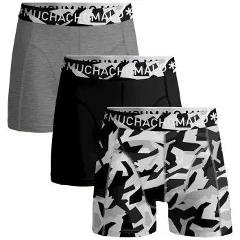 Muchachomalo Muchachomalo 3P Cotton Stretch Duche Boxer Svart/Grå bomull Medium Herre
