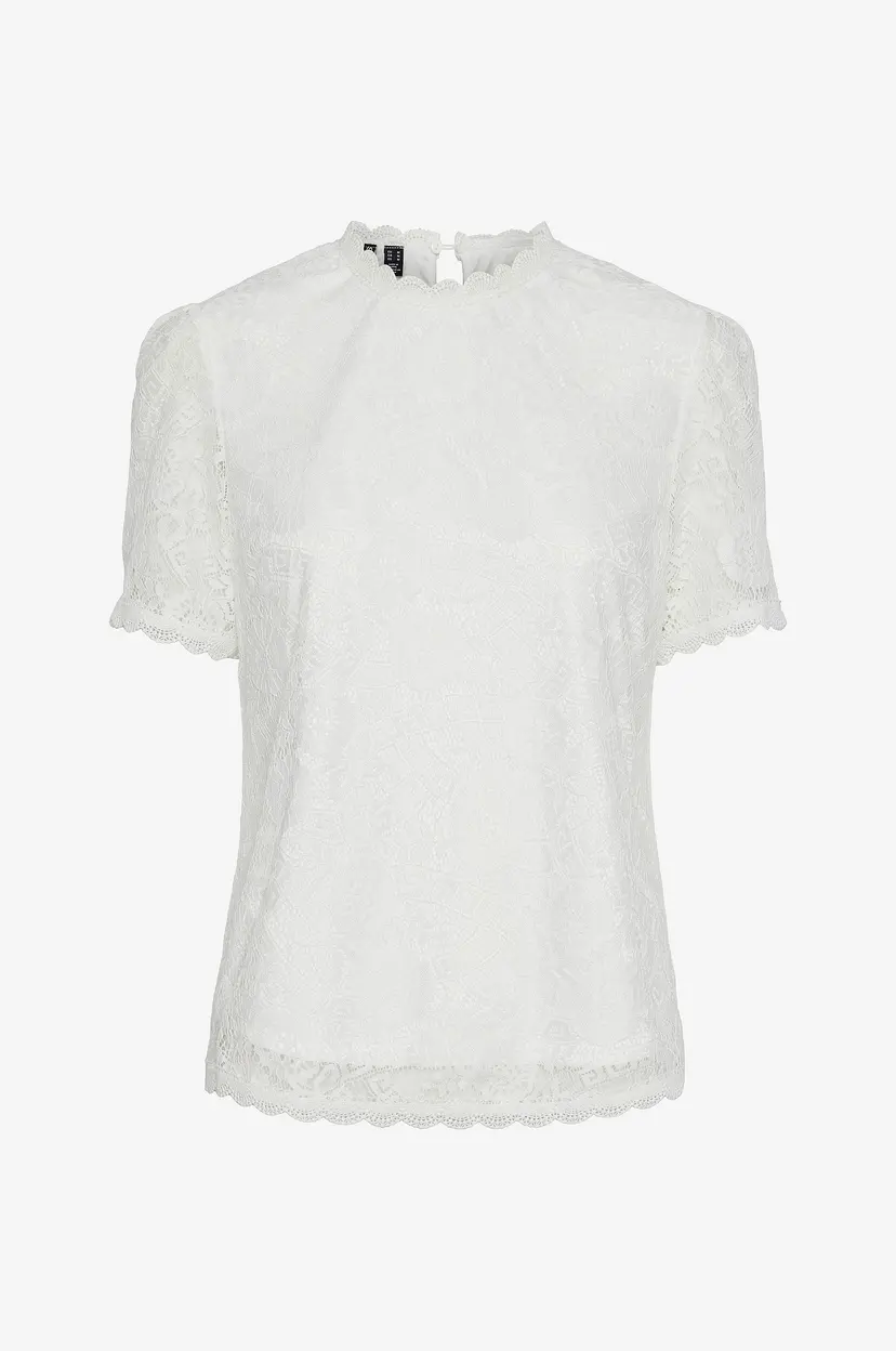 Pieces Blondetopp pcOlline SS Lace Top Noos BC - Hvit
