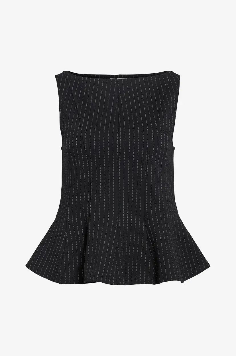 Vila Peplumtopp Vimastriba Boat Neck S/L Top/Bfs - Svart