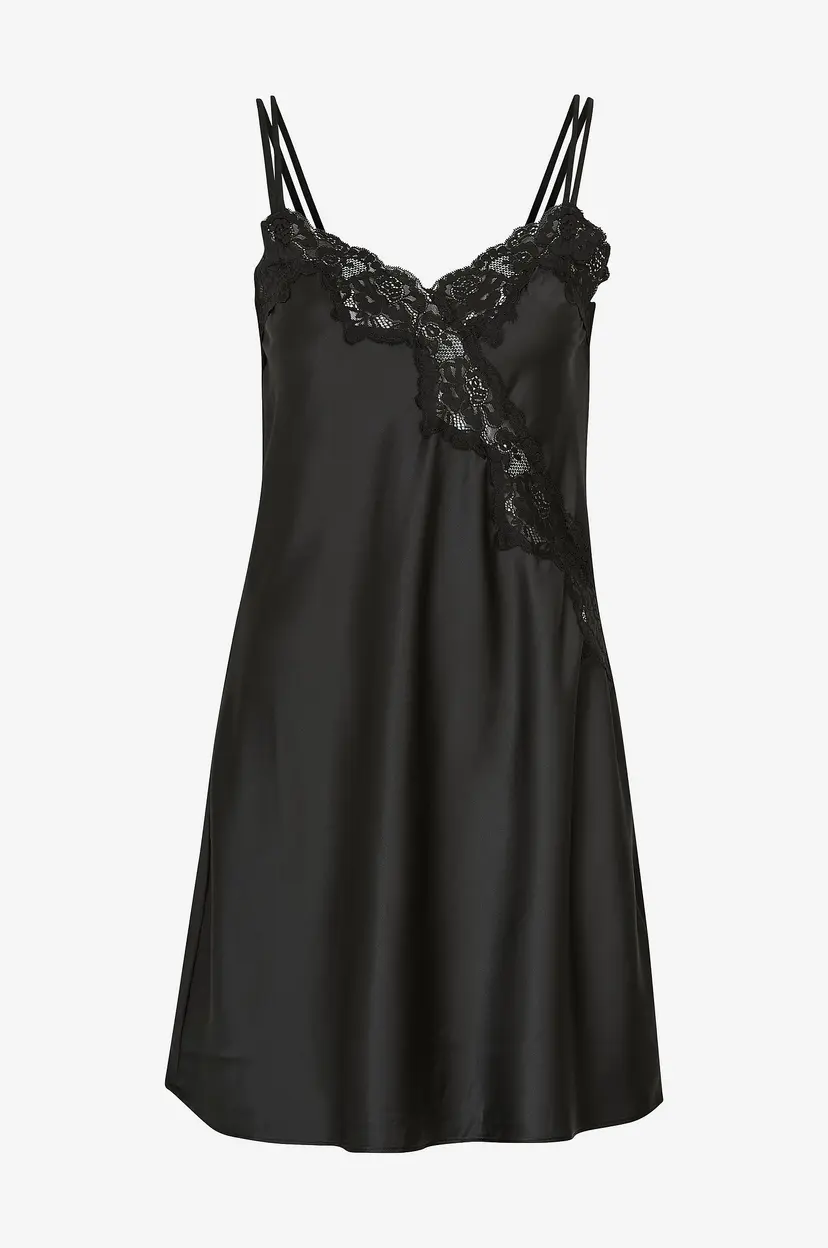 Lauren Ralph Lauren Nattkjole LRL Signature Double Strap Lace Chemise - Svart
