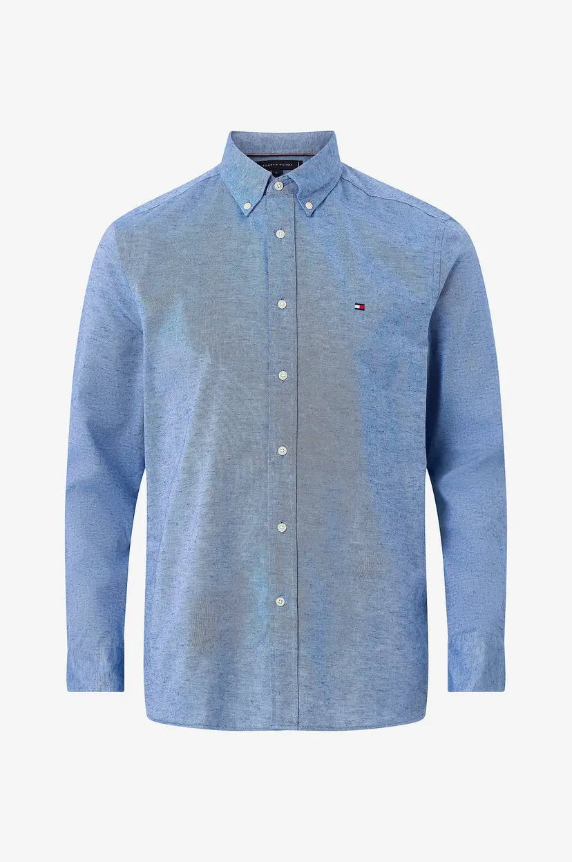 Tommy Hilfiger Skjorte Brushed Linen Twill RF Shirt - Blå