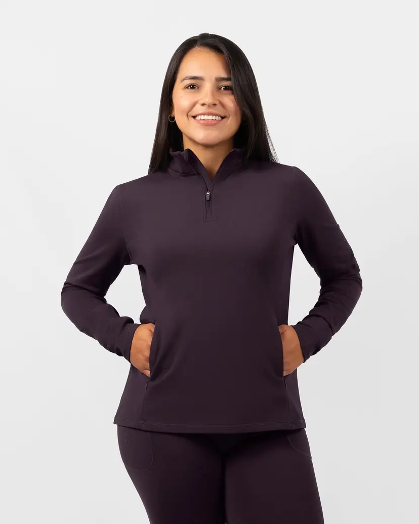 Huabo Bea Deep Plum Half Zip Winter Top