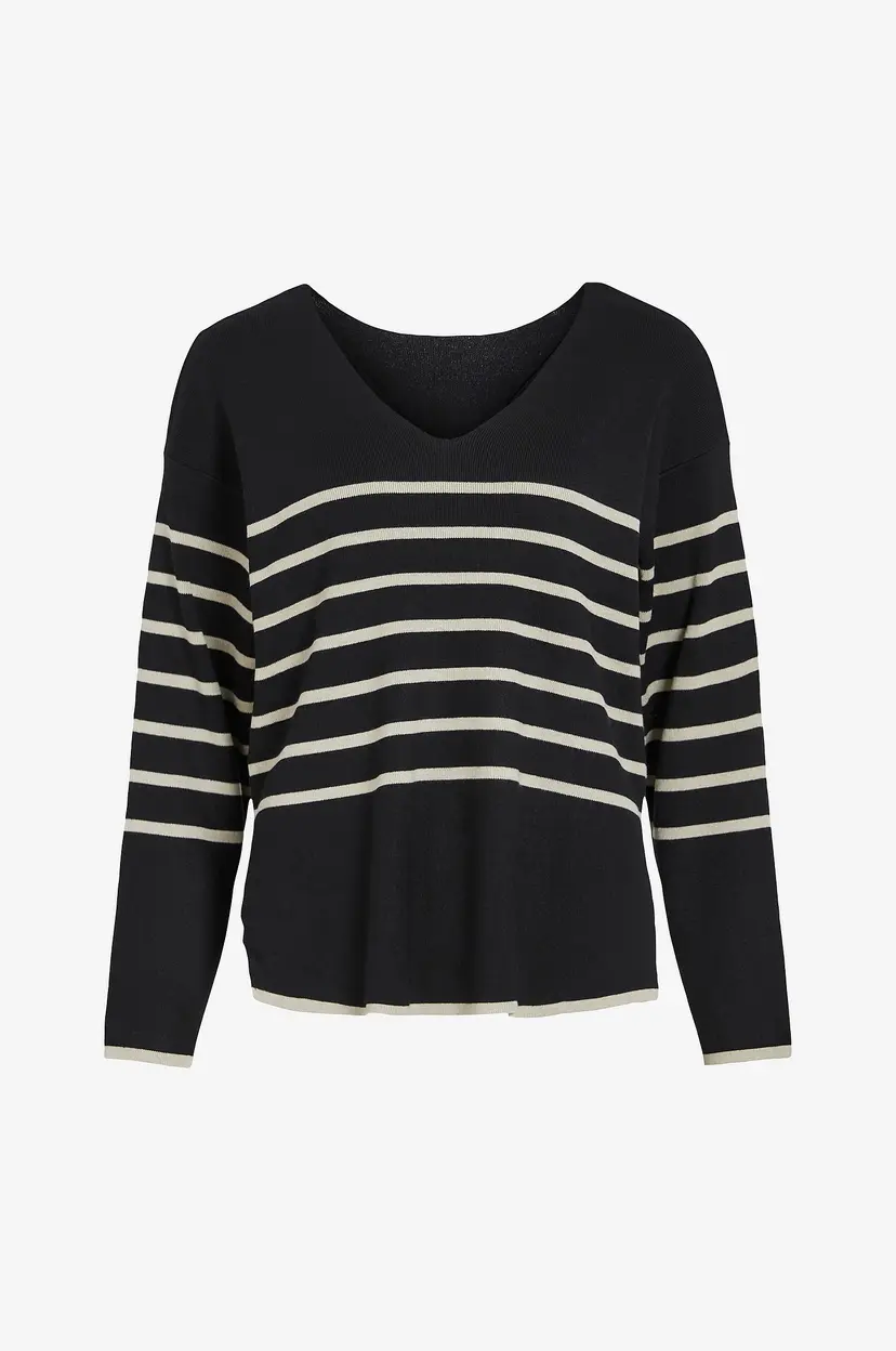 Vila Genser viOstria V-neck L/S Rev Top - Svart
