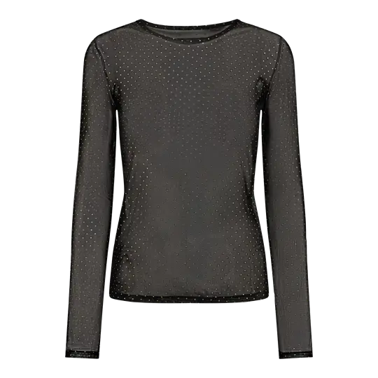 Liberté essentiel Liberté - Mesh Ls Sparkle T-Shirt - Black Gold Dot