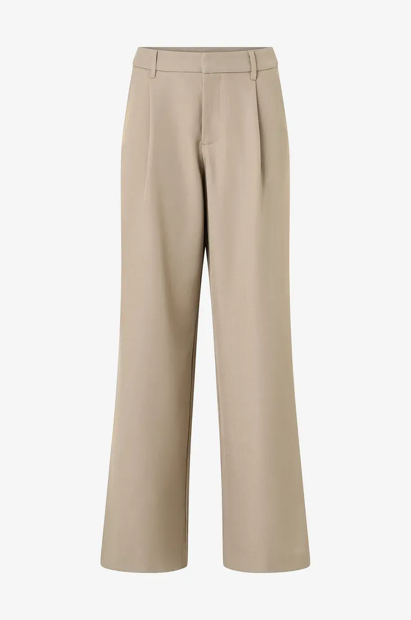 Gina Tricot Dressbukser Mid Wide Pleated - Beige