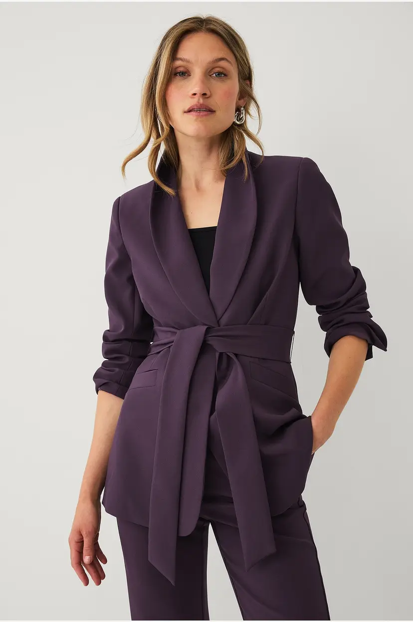 Ellos Collection Blazer med slips og sjalkrage - Lilla