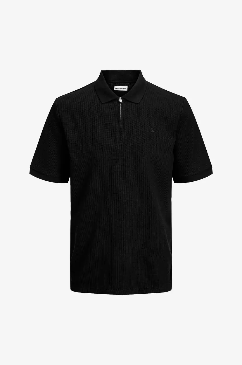 Jack & Jones Plus Pologenser jjeAustin Zip Polo SS Pls - Svart